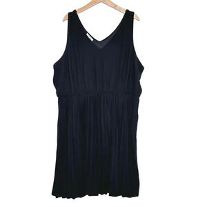 Maurices 2X black sleeveless v-neck upper pleated bottom fit + flare‎ dress